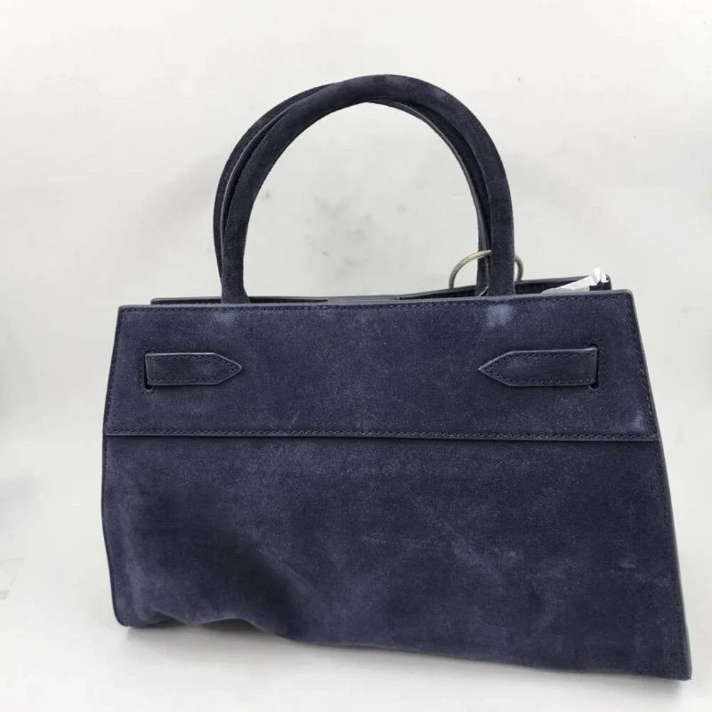 Veronica Beard Dash Suede Belted Handbag Women's Navy Magnetic Closure - Picture 8 of 15